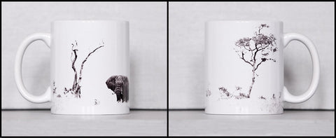 African Elephant Grazing Ceramic Coffee Mugs