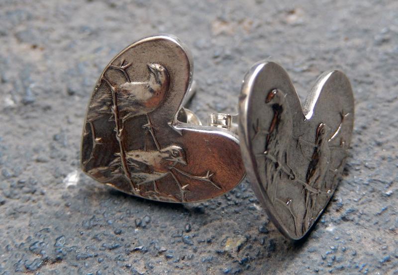 One Cent Heart Studs Silver