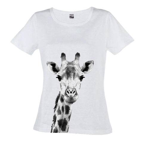 T-Shirt Black and White Giraffe Portrait