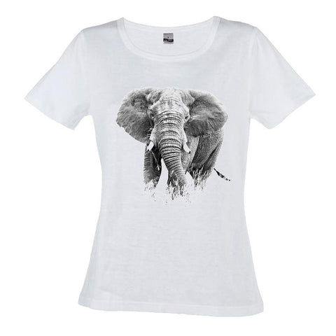 T-Shirt Black and White Centre Elephant