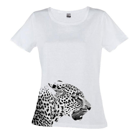 T-Shirt Black and White Side Leopard