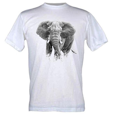 T-Shirt Black and White Centre Elephant