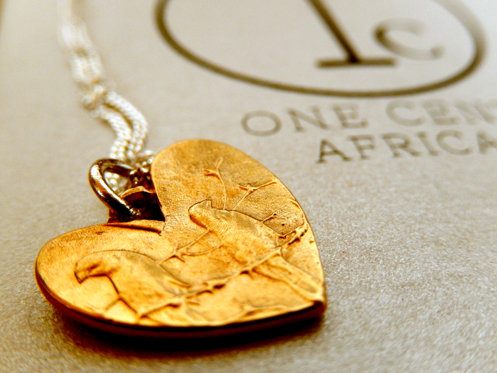 One Cent Heart Pendant in Copper on 45cm Sterling Silver Chain